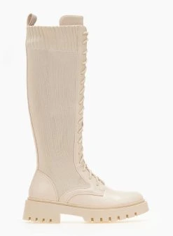 The Fashion Project Μπότες κάλτσα με κορδόνια - Μπεζ 10 The Fashion Project Μπότες κάλτσα με κορδόνια - Μπεζ -Κατάστημα TheFashionProject mpotes me elastiki gampa 105821 4pgl