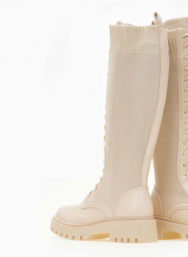 The Fashion Project Μπότες κάλτσα με κορδόνια - Μπεζ 8 The Fashion Project Μπότες κάλτσα με κορδόνια - Μπεζ - Image 6
