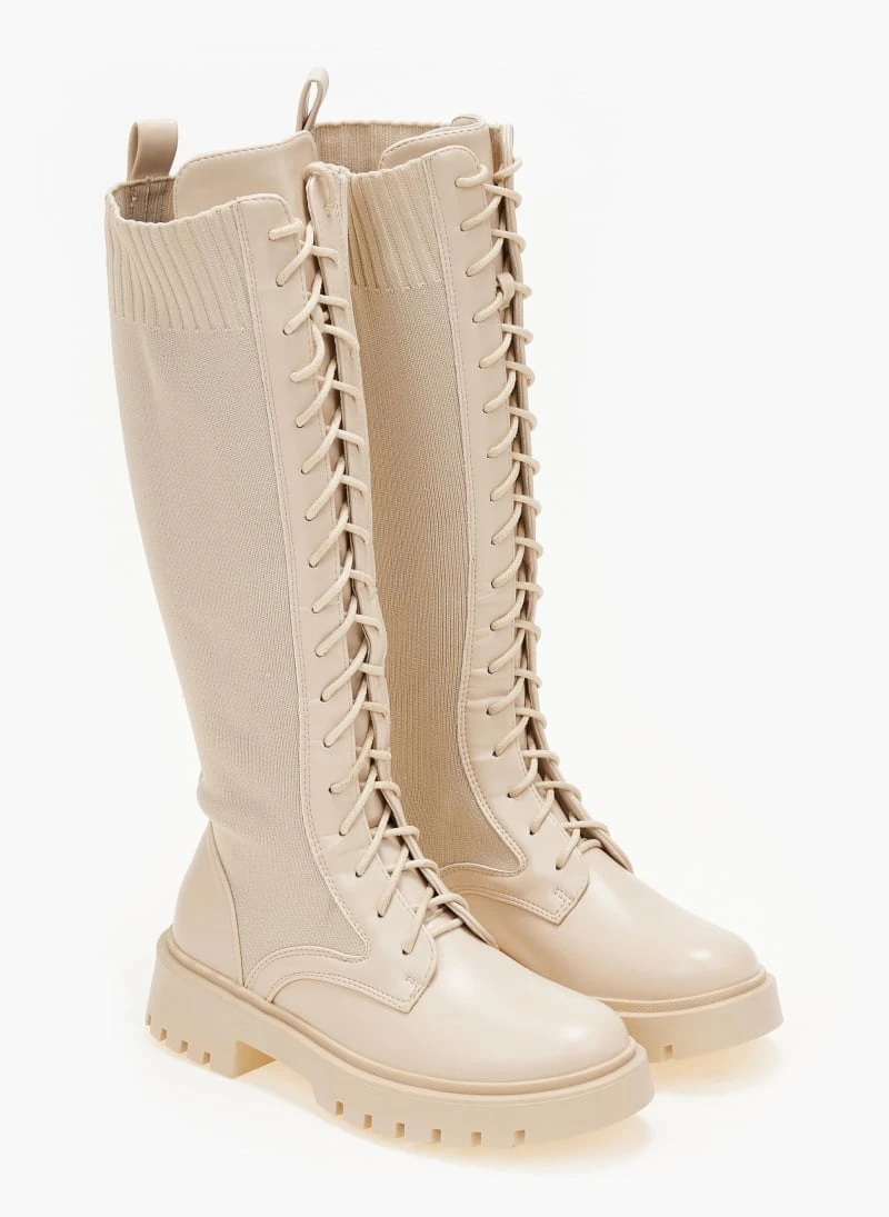 The Fashion Project Μπότες κάλτσα με κορδόνια - Μπεζ 5 The Fashion Project Μπότες κάλτσα με κορδόνια - Μπεζ - Image 3