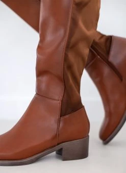 The Fashion Project Μπότες με ύφασμα στο πίσω μέρος - Ταμπά -Κατάστημα TheFashionProject mpotes me ufasma sto pisw meros 106269 g77x