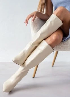 The Fashion Project Μπότες μυτερές με λεπτό τακούνι - Μπεζ -Κατάστημα TheFashionProject mpotes muteres me lepto takouni 106158 ftsx