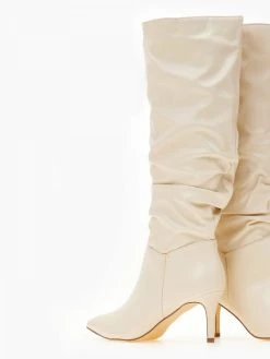 The Fashion Project Μπότες μυτερές με σούρες - Μπεζ -Κατάστημα TheFashionProject mpotes muteres me soures 105459 ob06