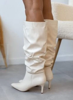 The Fashion Project Μπότες μυτερές με σούρες - Μπεζ -Κατάστημα TheFashionProject mpotes muteres me soures 105459 r1gf