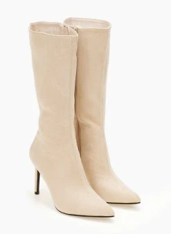 The Fashion Project Μπότες μυτερές Suede με λεπτό τακούνι - Μπεζ -Κατάστημα TheFashionProject mpotes muteres suede me lepto takouni 107230 cuwd