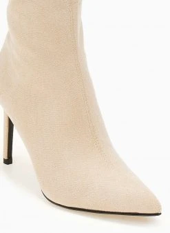 The Fashion Project Μπότες μυτερές Suede με λεπτό τακούνι - Μπεζ -Κατάστημα TheFashionProject mpotes muteres suede me lepto takouni 107230 zxxl