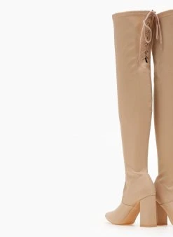 The Fashion Project Μπότες πάνω από το γόνατο με ελαστική γάμπα - Μπεζ -Κατάστημα TheFashionProject mpotes over the knee me elastiki gampa 107083 fupc