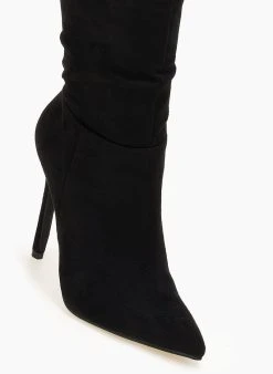 The Fashion Project Μπότες πάνω από το γόνατο με σούρες - Μαύρο -Κατάστημα TheFashionProject mpotes over the knee me soures 107272 sh66