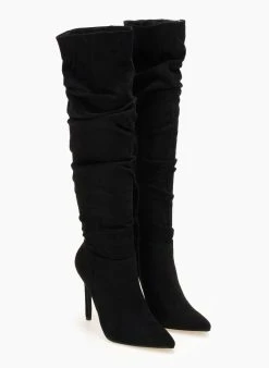 The Fashion Project Μπότες πάνω από το γόνατο με σούρες - Μαύρο -Κατάστημα TheFashionProject mpotes over the knee me soures 107272 wmm1