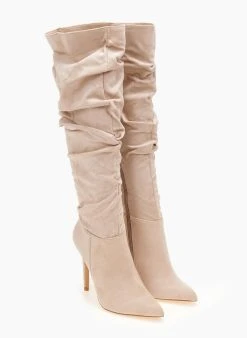 The Fashion Project Μπότες πάνω από το γόνατο με σούρες - Μπεζ -Κατάστημα TheFashionProject mpotes over the knee me soures 107273 d3v6