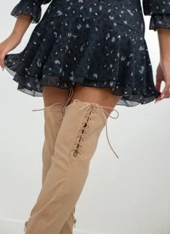 The Fashion Project Μπότες πάνω από το γόνατο με ελαστική γάμπα - Μπεζ -Κατάστημα TheFashionProject mpotes panw apo to gonato me elastiki gampa 107083 18cc