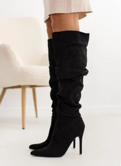 The Fashion Project Μπότες πάνω από το γόνατο με σούρες - Μαύρο -Κατάστημα TheFashionProject mpotes panw apo to gonato me soures 107272 4pbu