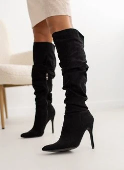 The Fashion Project Μπότες πάνω από το γόνατο με σούρες - Μαύρο