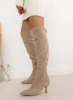 The Fashion Project Μπότες πάνω από το γόνατο Suede - Μπεζ