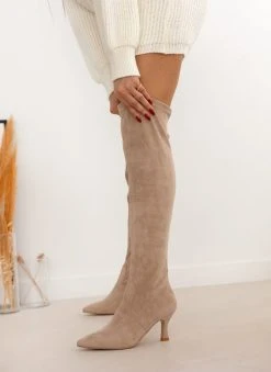 The Fashion Project Μπότες πάνω από το γόνατο Suede - Μπεζ -Κατάστημα TheFashionProject mpotes panw apo to gonato suede 106369 88dj