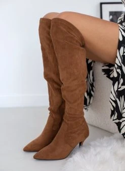 The Fashion Project Μπότες πάνω από το γόνατο Suede - Ταμπά -Κατάστημα TheFashionProject mpotes panw apo to gonato suede 106370 6s6g