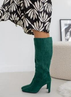 The Fashion Project Μπότες Suede με φαρδύ τακούνι - Κυπαρισσί -Κατάστημα TheFashionProject mpotes suede me fardu takouni 106096 5f97