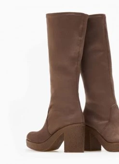 The Fashion Project Μπότες Suede με κρεπ σόλα και τακούνι - Τάουπε -Κατάστημα TheFashionProject mpotes suede me krep sola kai takouni 109042 whpb