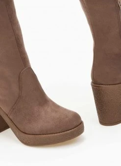 The Fashion Project Μπότες Suede με κρεπ σόλα και τακούνι - Τάουπε -Κατάστημα TheFashionProject mpotes suede me krep sola kai takouni 109042 xlnr