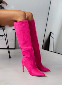 The Fashion Project Μπότες Suede με λεπτό τακούνι - Φούξια