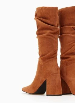 The Fashion Project Μπότες Suede με σούρες - Κεραμιδί -Κατάστημα TheFashionProject mpotes suede me soures 107055 22rz