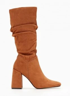 The Fashion Project Μπότες Suede με σούρες - Κεραμιδί -Κατάστημα TheFashionProject mpotes suede me soures 107055 7xg6