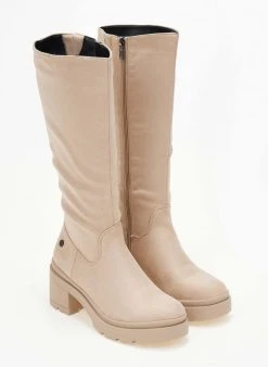 Xti Footwear Μπότες Suede με τετράγωνο τακούνι Xti 140579 - Μπεζ -Κατάστημα TheFashionProject mpotes suede me tetragwno takouni xti 140579 106176 5rkh