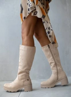 Xti Footwear Μπότες Suede με τετράγωνο τακούνι Xti 140579 - Μπεζ