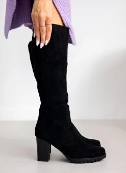 The Fashion Project Μπότες Suede με τρακτερωτή σόλα - Μαύρο