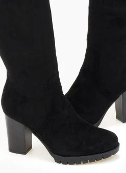 The Fashion Project Μπότες Suede με τρακτερωτή σόλα - Μαύρο -Κατάστημα TheFashionProject mpotes suede me trakterwti sola 108213 fc8v