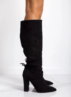 The Fashion Project Μπότες Suede μυτερές με κορδόνια - Μαύρο -Κατάστημα TheFashionProject mpotes suede muteres me kordonia 107213 f0zp