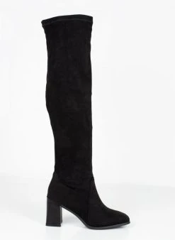 The Fashion Project Μπότες Suede πάνω από το γόνατο - Μαύρο -Κατάστημα TheFashionProject mpotes suede panw apo to gonato 109645 2k5f