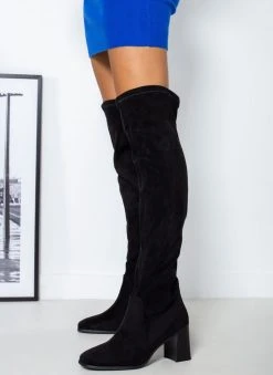 The Fashion Project Μπότες Suede πάνω από το γόνατο - Μαύρο -Κατάστημα TheFashionProject mpotes suede panw apo to gonato 109645 3frf