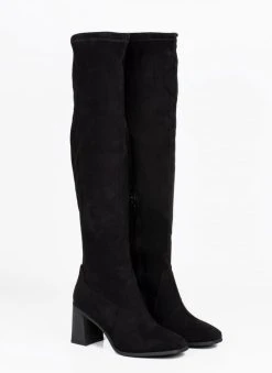 The Fashion Project Μπότες Suede πάνω από το γόνατο - Μαύρο -Κατάστημα TheFashionProject mpotes suede panw apo to gonato 109645 mgdb