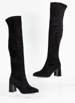 The Fashion Project Μπότες Suede πάνω από το γόνατο - Μαύρο -Κατάστημα TheFashionProject mpotes suede panw apo to gonato 109645 zkbo