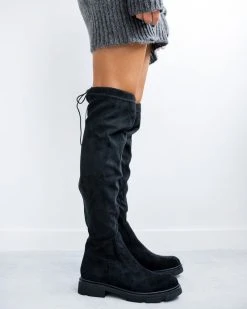 The Fashion Project Μπότες πάνω από το γόνατο Suede - Μαύρο -Κατάστημα TheFashionProject mpotes suede panw apo to gonato 98908 je4y