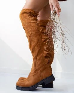 The Fashion Project Μπότες πάνω από το γόνατο Suede - Ταμπά -Κατάστημα TheFashionProject mpotes suede panw apo to gonato 98909 uxku