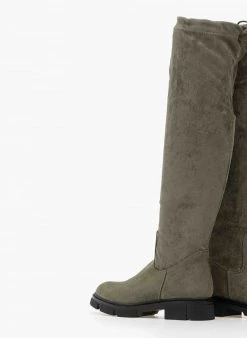 The Fashion Project Μπότες πάνω από το γόνατο Suede - Χακί -Κατάστημα TheFashionProject mpotes suede panw apo to gonato 98910 0zms