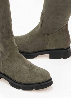 The Fashion Project Μπότες πάνω από το γόνατο Suede - Χακί -Κατάστημα TheFashionProject mpotes suede panw apo to gonato 98910 4ob7