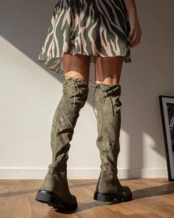 The Fashion Project Μπότες πάνω από το γόνατο Suede - Χακί -Κατάστημα TheFashionProject mpotes suede panw apo to gonato 98910 yrwo