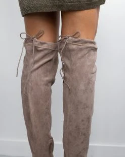 The Fashion Project Μπότες πάνω από το γόνατο Suede - Τάουπε -Κατάστημα TheFashionProject mpotes suede panw apo to gonato 98911 avk1