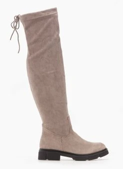 The Fashion Project Μπότες πάνω από το γόνατο Suede - Τάουπε -Κατάστημα TheFashionProject mpotes suede panw apo to gonato 98911 khfo