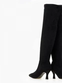 The Fashion Project Μπότες πάνω από το γόνατο Suede - Μαύρο -Κατάστημα TheFashionProject mpotes suede panw apo to gonato me xamilo takouni 106368 1zkc