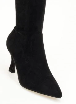 The Fashion Project Μπότες πάνω από το γόνατο Suede - Μαύρο -Κατάστημα TheFashionProject mpotes suede panw apo to gonato me xamilo takouni 106368 n7gv