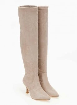 The Fashion Project Μπότες πάνω από το γόνατο Suede - Μπεζ -Κατάστημα TheFashionProject mpotes suede panw apo to gonato me xamilo takouni 106369 e0bb