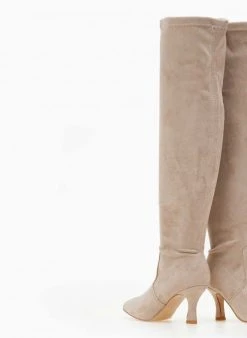 The Fashion Project Μπότες πάνω από το γόνατο Suede - Μπεζ -Κατάστημα TheFashionProject mpotes suede panw apo to gonato me xamilo takouni 106369 o4py