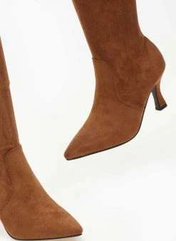 The Fashion Project Μπότες πάνω από το γόνατο Suede - Ταμπά -Κατάστημα TheFashionProject mpotes suede panw apo to gonato me xamilo takouni 106370 5a2i