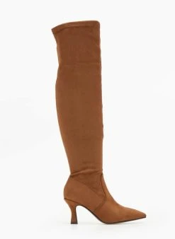 The Fashion Project Μπότες πάνω από το γόνατο Suede - Ταμπά -Κατάστημα TheFashionProject mpotes suede panw apo to gonato me xamilo takouni 106370 r0o2