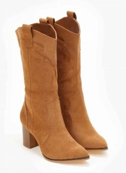 The Fashion Project Μπότες Western με οβάλ τελείωμα - Κάμελ -Κατάστημα TheFashionProject mpotes western me oval teleiwma 107093 sdsk
