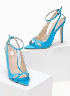 Estil Πέδιλα με μπαρέτα και ανοίγματα Tfp - Τυρκουάζ -Κατάστημα TheFashionProject mutera saten pedila 103211 d6ky