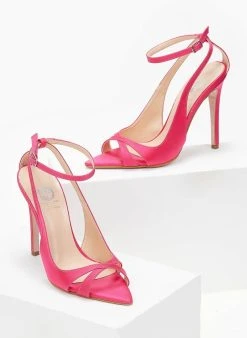 Estil Πέδιλα με μπαρέτα και ανοίγματα Tfp - Φούξια -Κατάστημα TheFashionProject mutera saten pedila 103212 dah6
